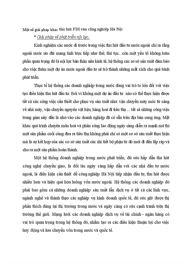 Một số giải pháp khác thu hút FDI vào công nghiệp Hà Nội