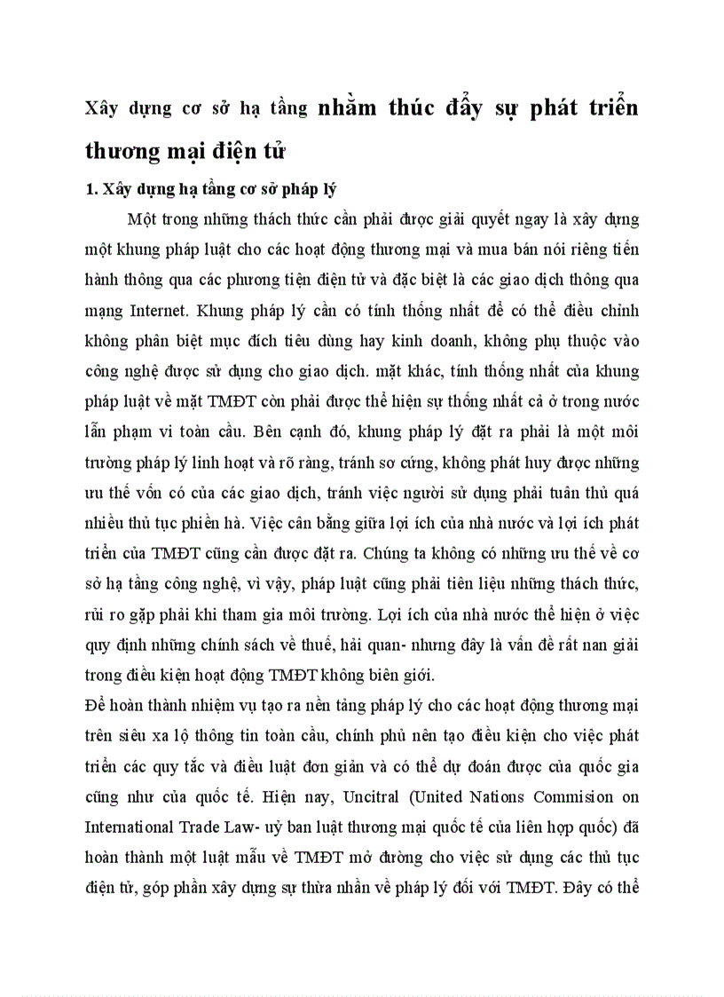 Xây dựng cơ sở hạ tầng nhằm thúc đẩy sự phát triển thương mại điện tử
