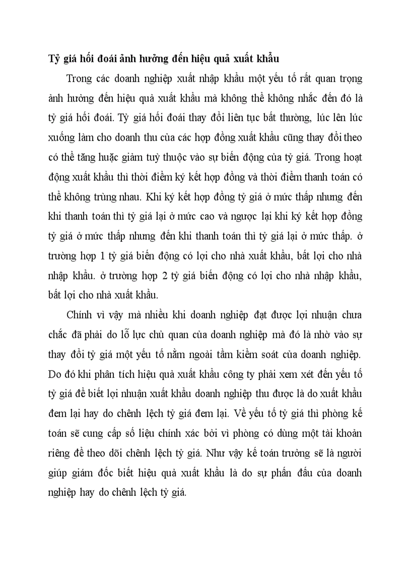 Tỷ giá hối đoái ảnh hưởng đến hiệu quả xuất khẩu
