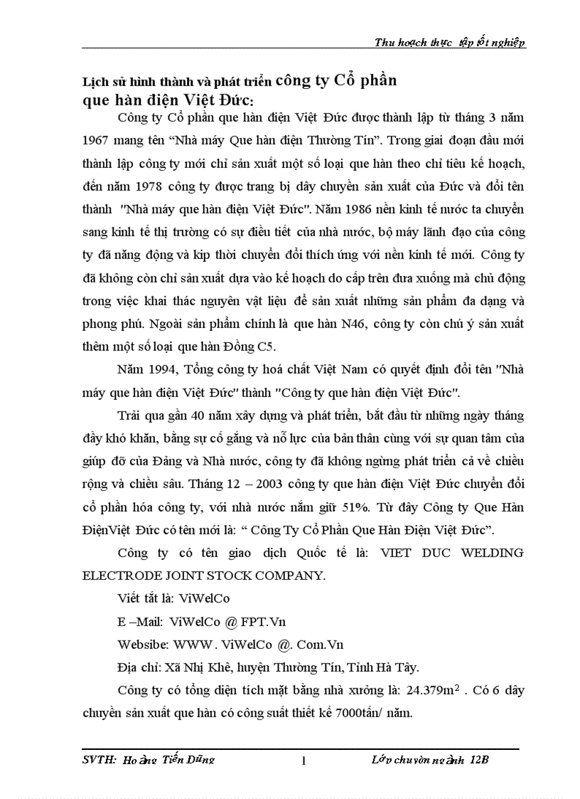 Lịch sử hình thành và phát triển công ty Cổ phần que hàn điện Việt Đức