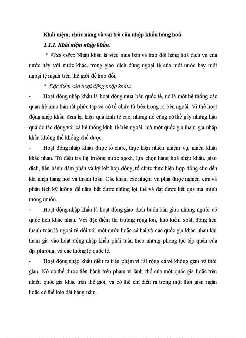 Khái niệm chức năng và vai trò của nhập khẩu hàng hoá
