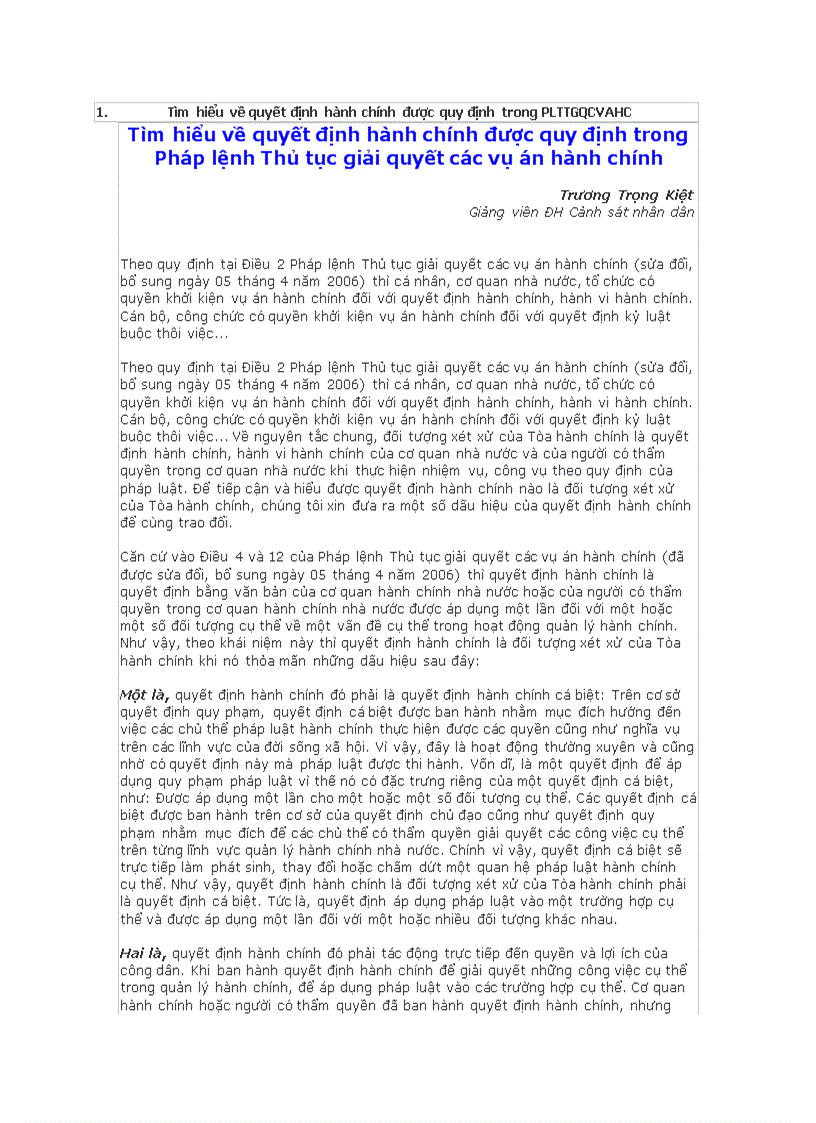 Tìm hiểu về quyết định hành chính được quy định trong PLTTGQCVAHC