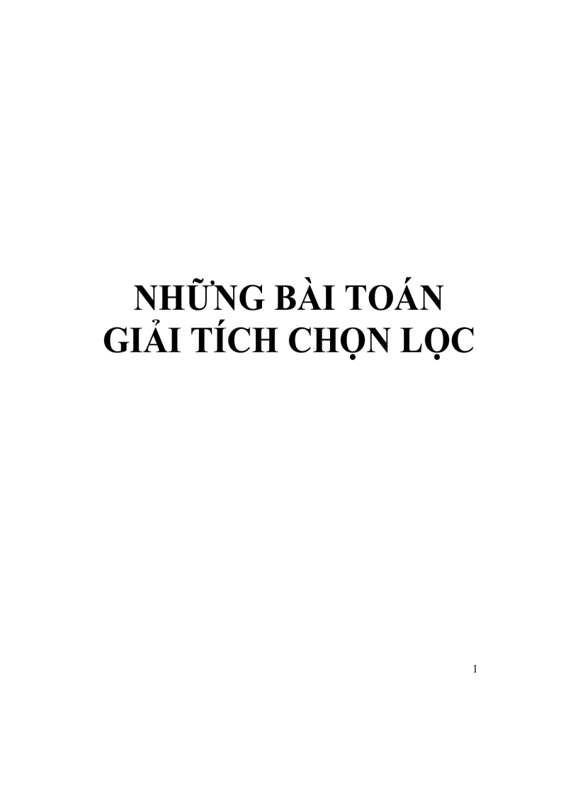 Những bài toán giải tích chon lọc