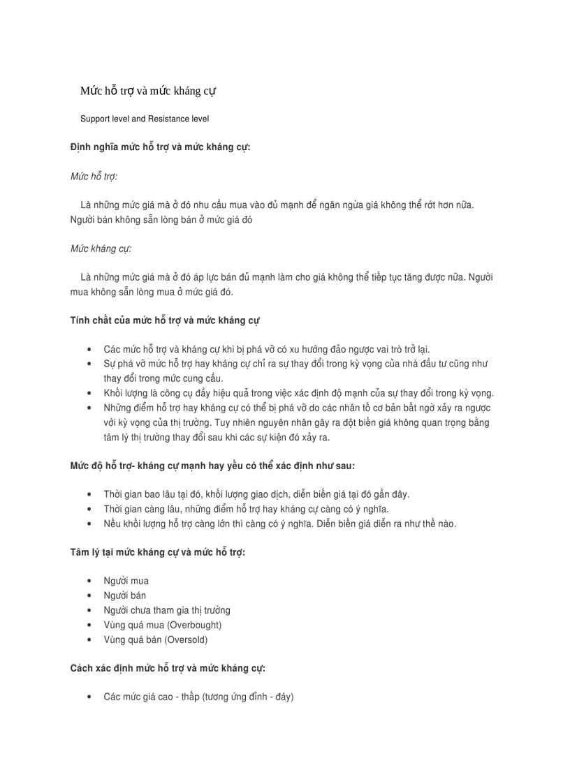 Mức hỗ trợ và mức kháng cự