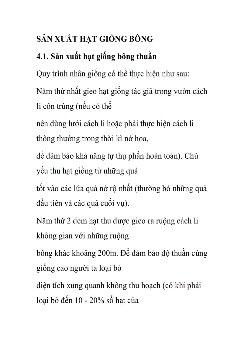 Sản xuất hạt giống bông