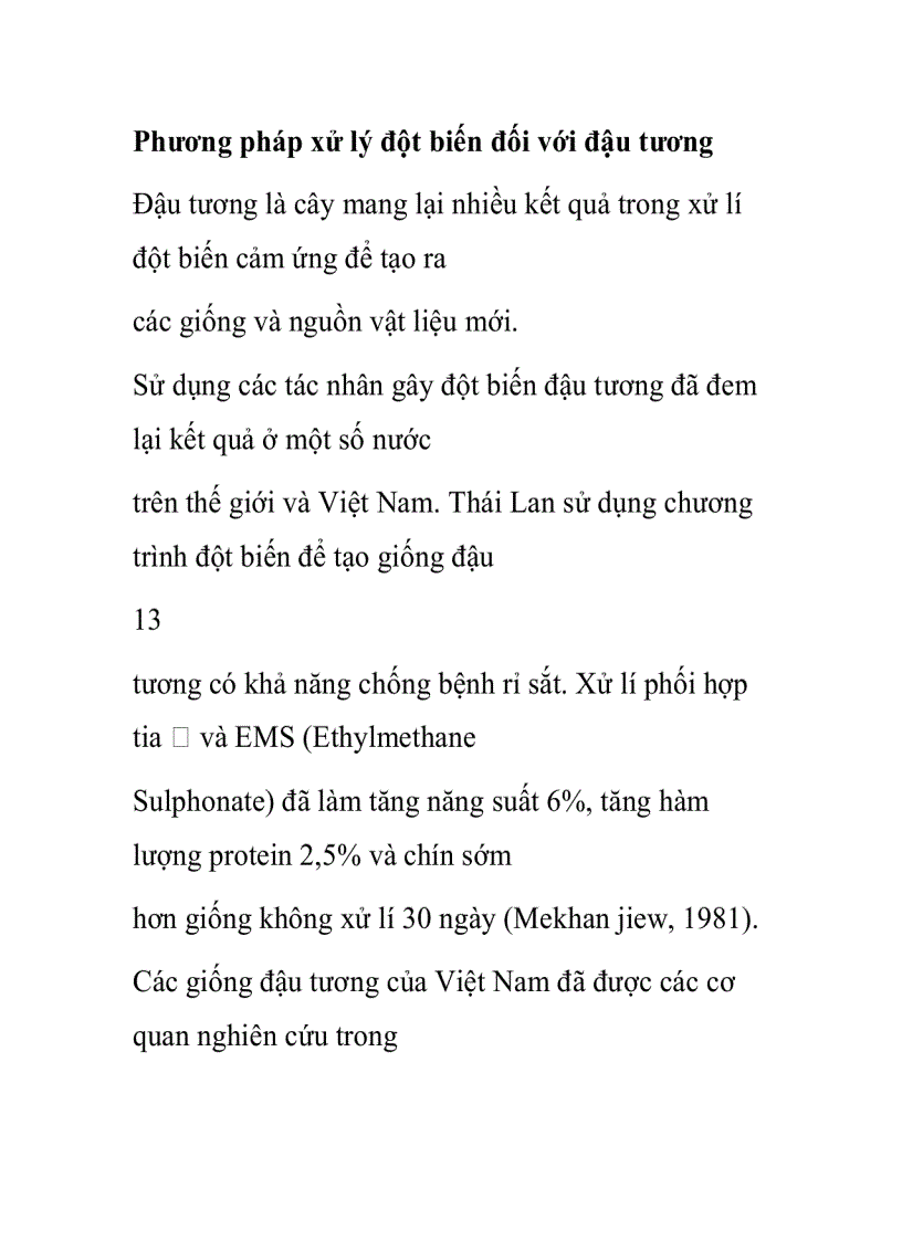 Phương pháp xử lý đột biến đối với đậu tương