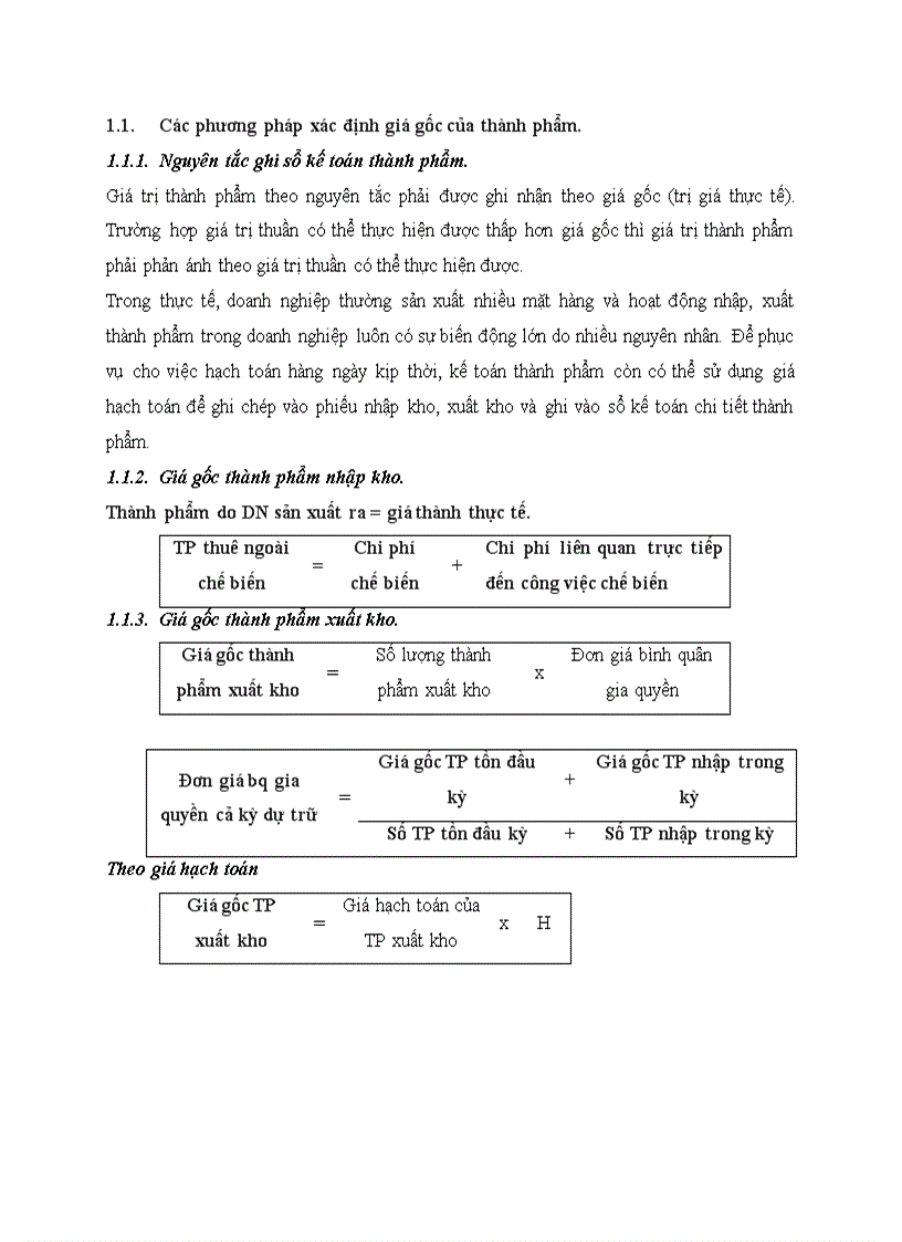 Các phương pháp xác định giá gốc của thành phẩm
