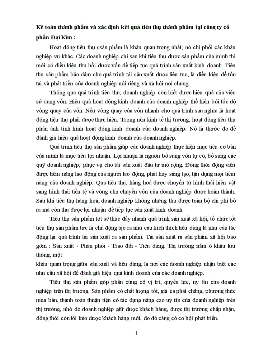 Kế toán thành phẩm và xác định kết quả tiêu thụ thành phẩm tại công ty cổ phần Đại Kim