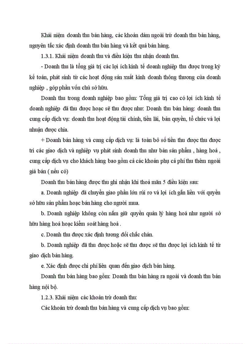 Khái niệm doanh thu bán hàng các khoản dảm ngoài trừ doanh thu bán hàng nguyên tắc xác định doanh thu bán hàng và kết quả bán hàng