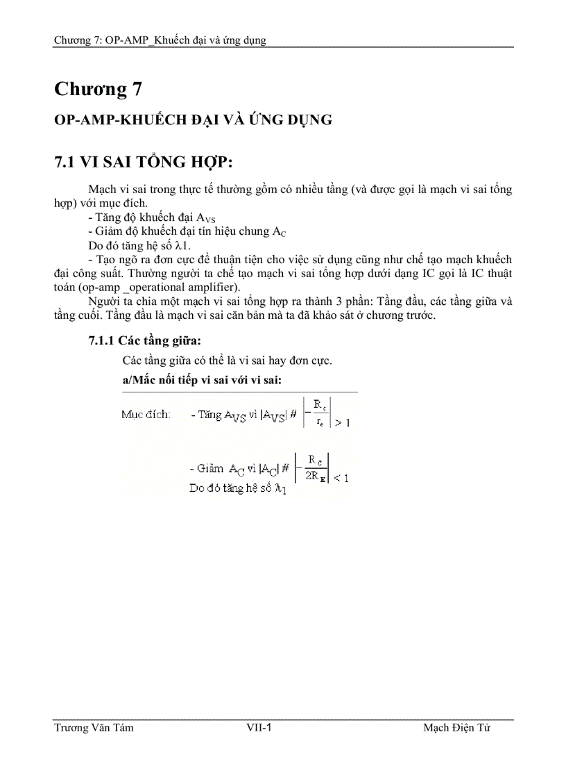 Op amp khuếch ðại và ứng dụng