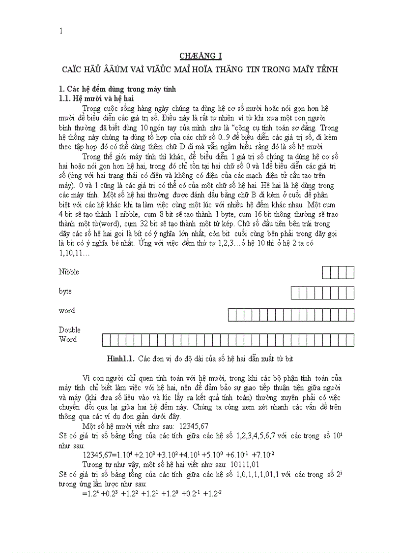 Các hệ đếm và việc mã hóa thông tin trong máy tinh