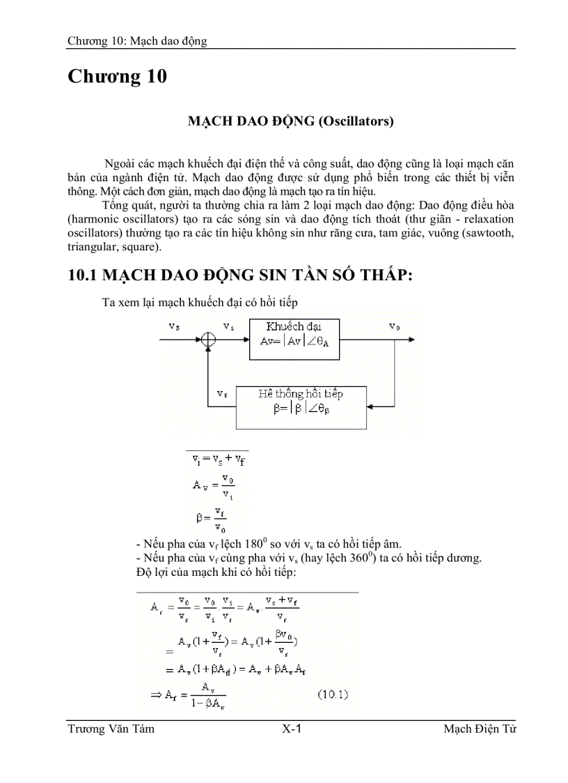 MẠCH DAO ÐỘNG Oscillators