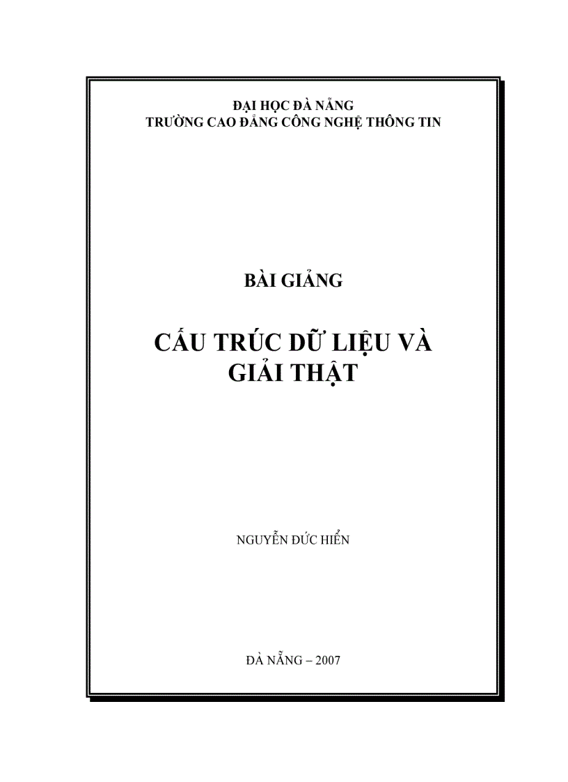 Bài giảng cấu trúc dữ liệu và giải thuật