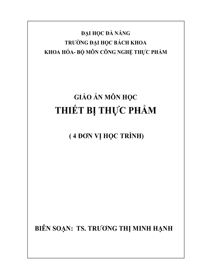 Giáo trình tính toán thiết bị thực phẩm