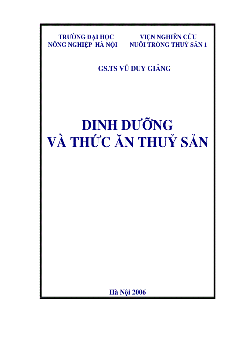 Giáo trình dinh dưỡng và thức ăn thủy sản