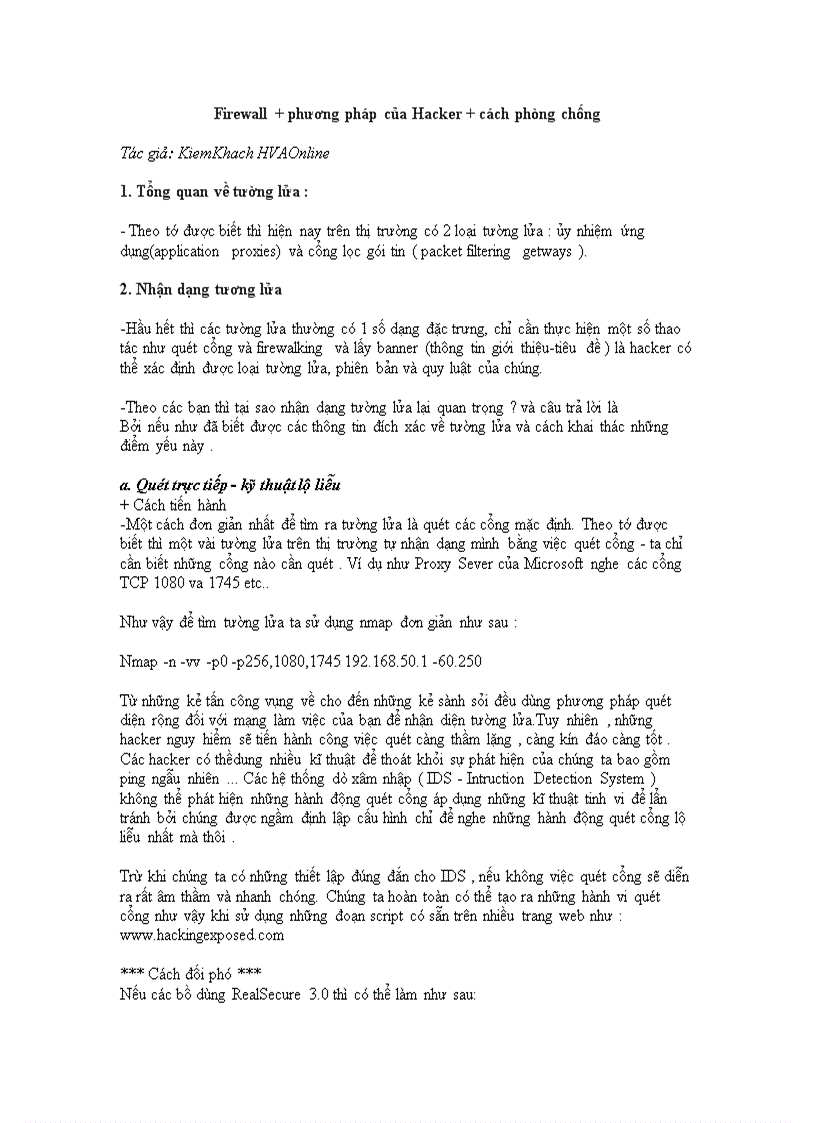 Firewall phương pháp của Hacker cách phòng chống
