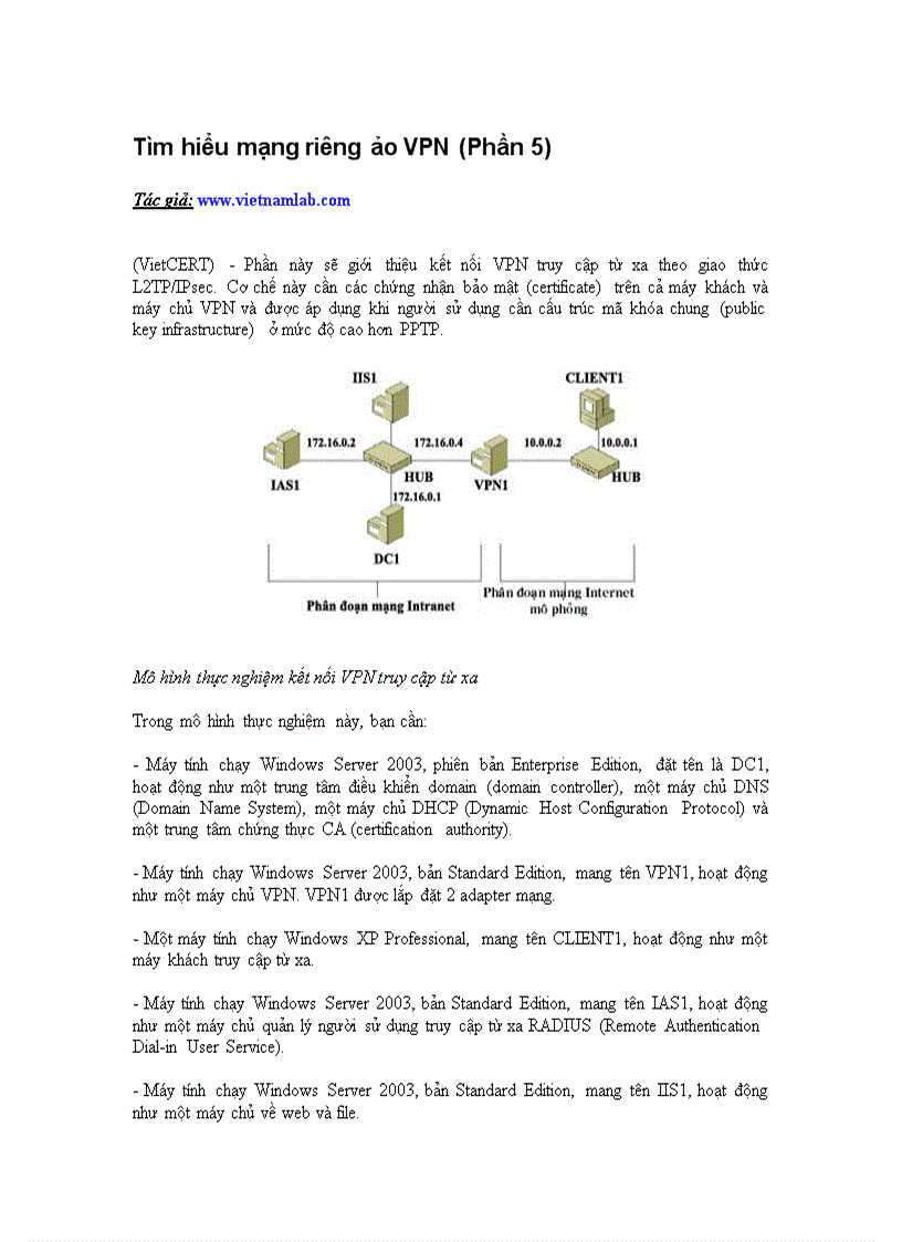 Kết nối VPN truy cập từ xa theo giao thức L2TP IPsec