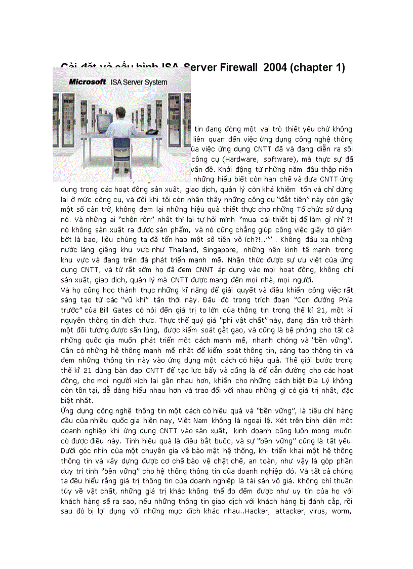 Cài đặt và cấu hình ISA Server Firewall 2004 chapter 1