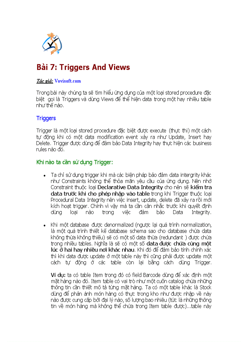 Triggers And Views