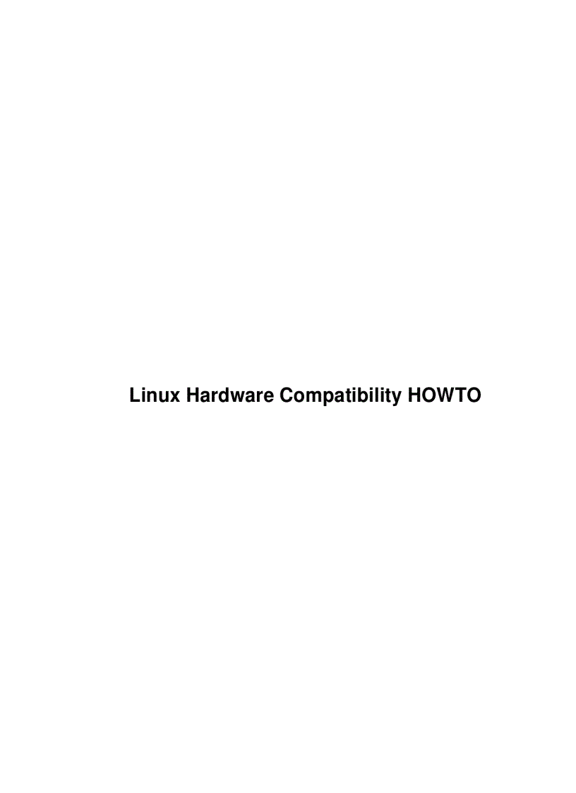 Linux Hardware Compatibility HOWTO