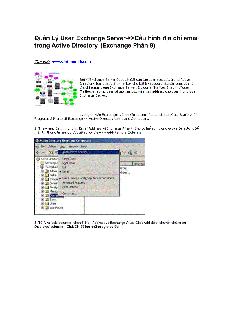 Quản Lý User Exchange Server gt gt Cấu hình địa chỉ email trong Active Directory