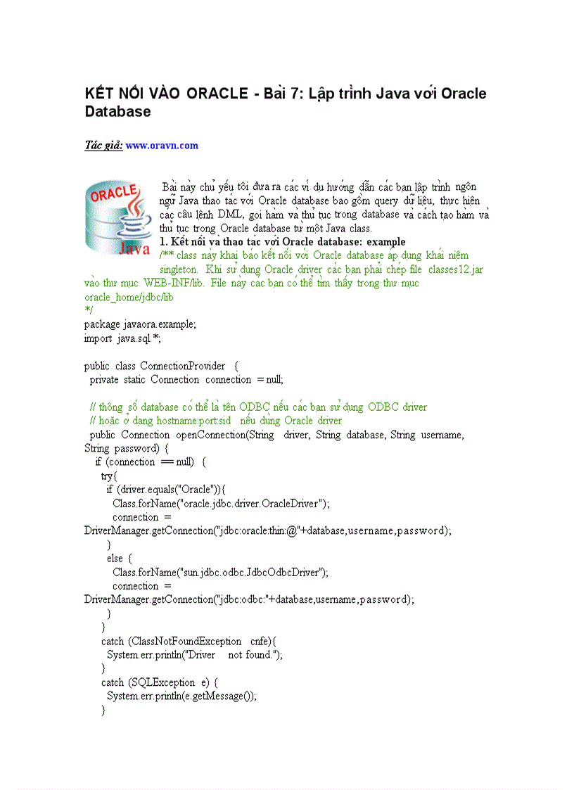 Lập trình Java với Oracle Database