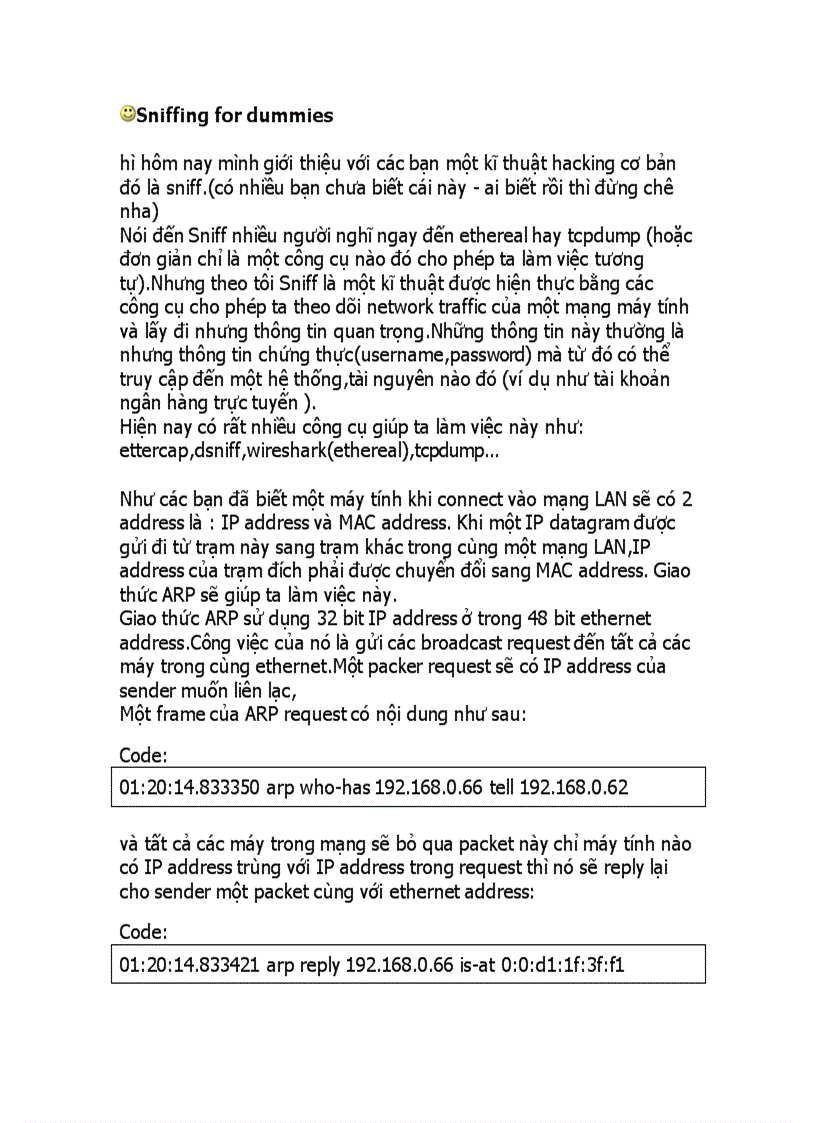 Sniffing for dummies