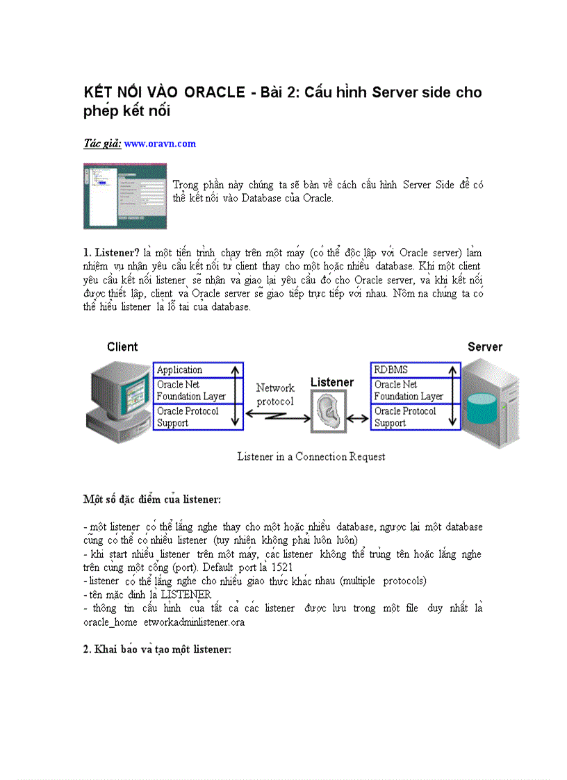 Cấu hình Server side cho phép kết nối