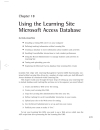 Using the Learning Site Microsoft Access Database