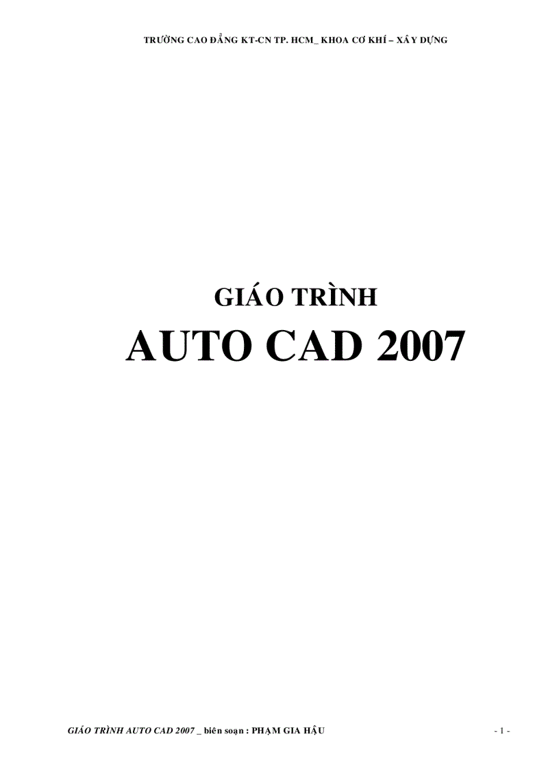 Giáo trình autocad 2007 và toàn bộ lệnh tắt autocad