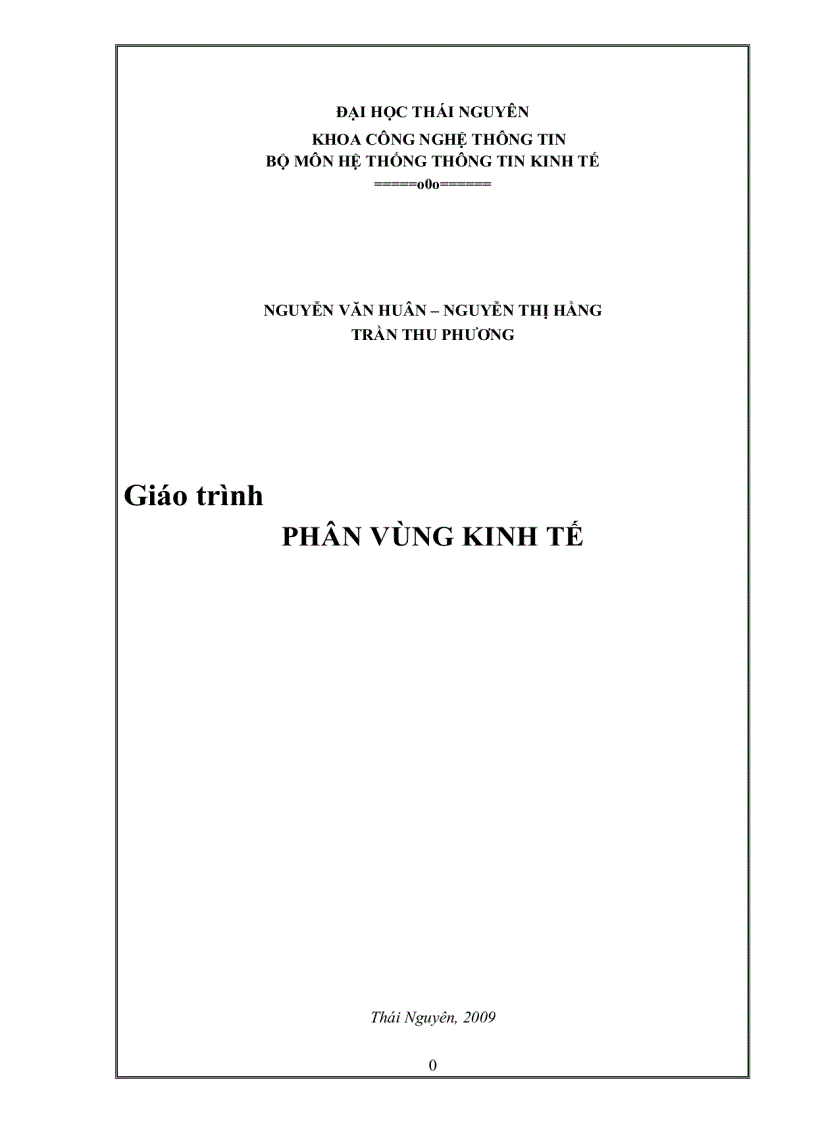Giáo trình Phân vùng kinh tế
