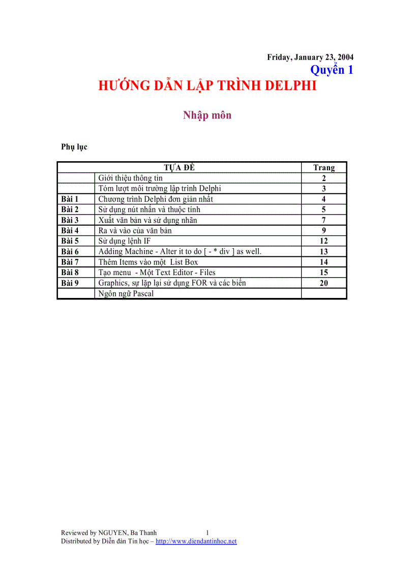 Hướng dẫn lập trình Delphi