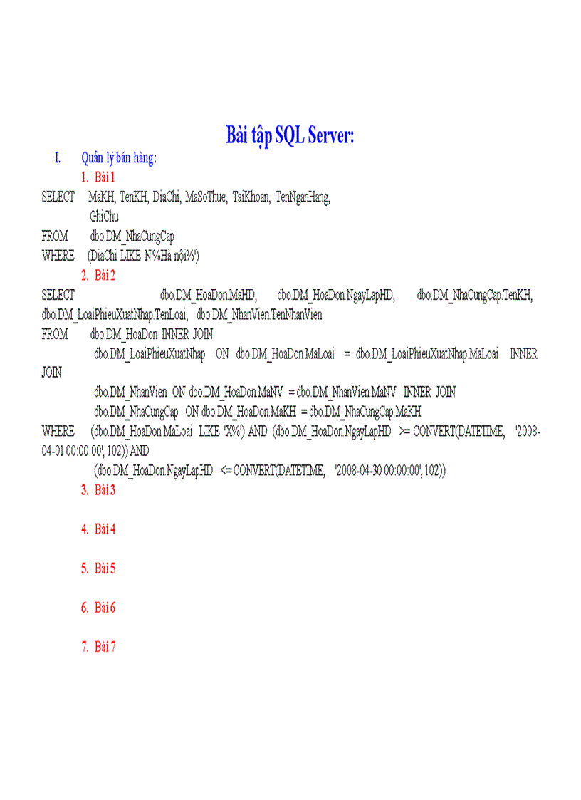 Bài tập sql