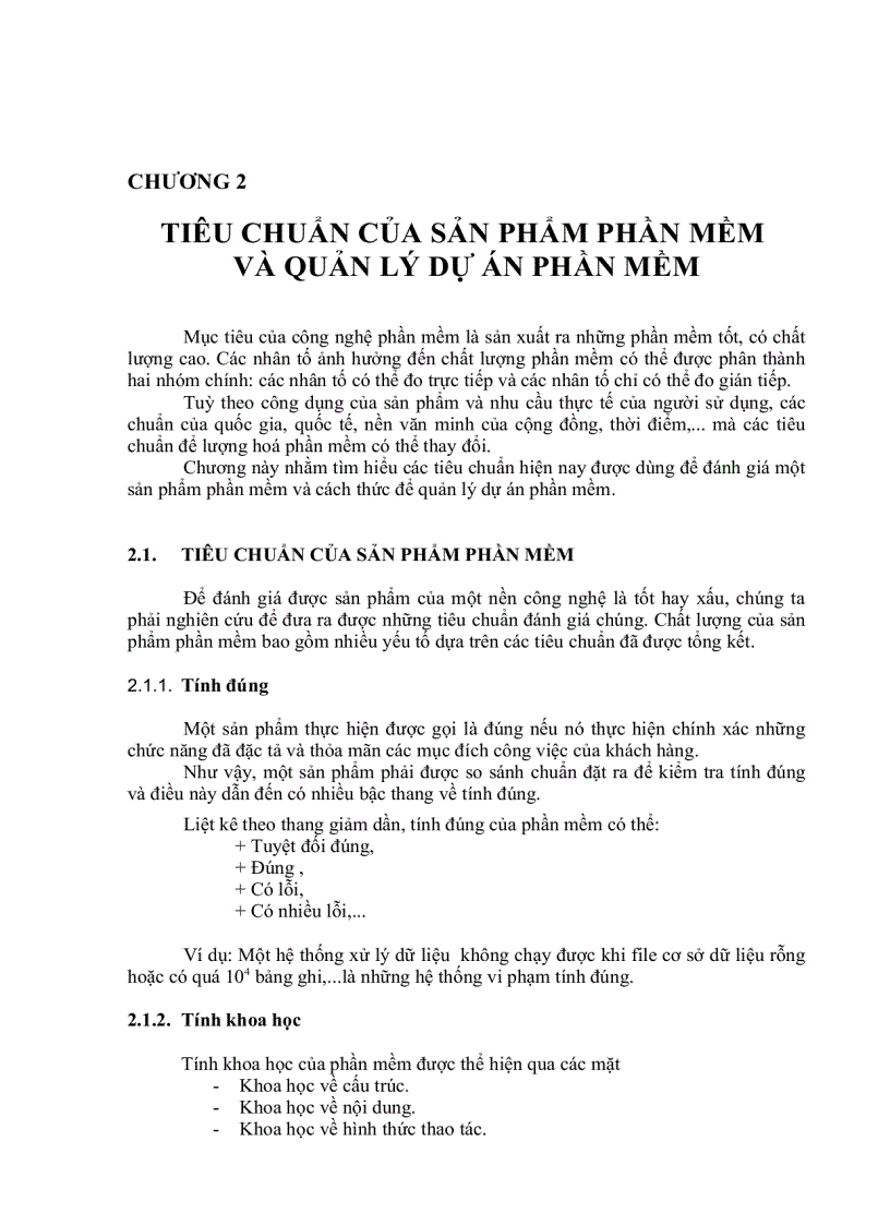 Tiêu chuẩn của sản phẩm phần mềm và quản lý dự án phần mềm 1