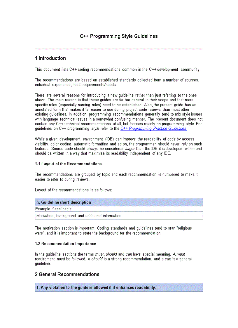 C Programming Style Practice Guidelines