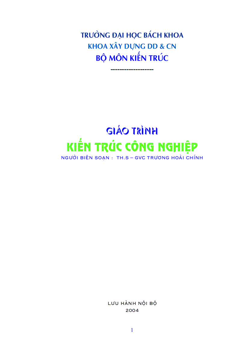 Giáo trình kiến trúc công nghiệp ĐH Bách Khoa