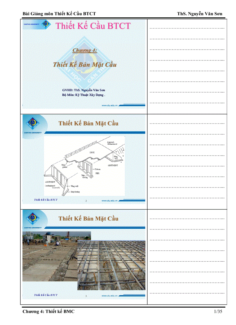 Giáo trình kết cấu cầu bê tông cốt thép Đại học cần thơ 1