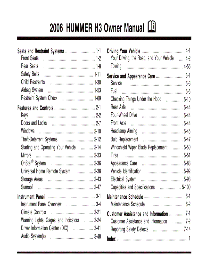 Xe ô tô HUMMER H3 Owner Manual