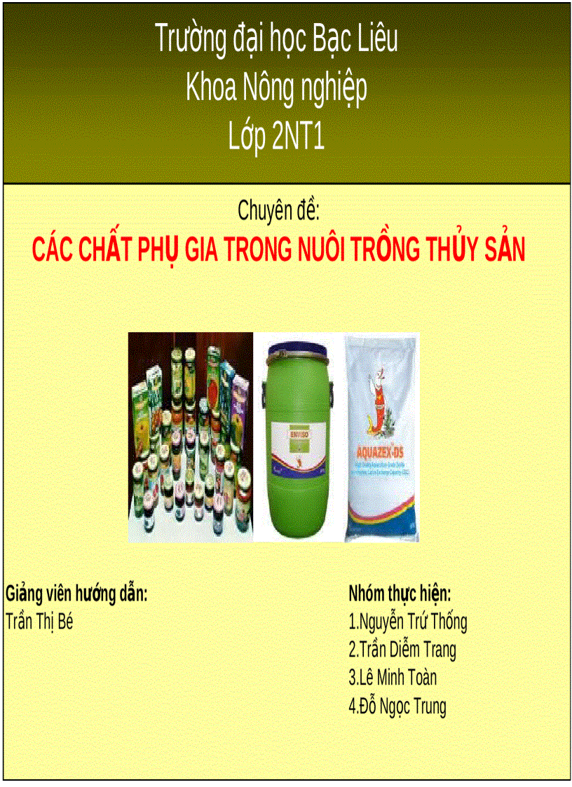 Các chất phụ gia trong nuôi trồng thủy sản