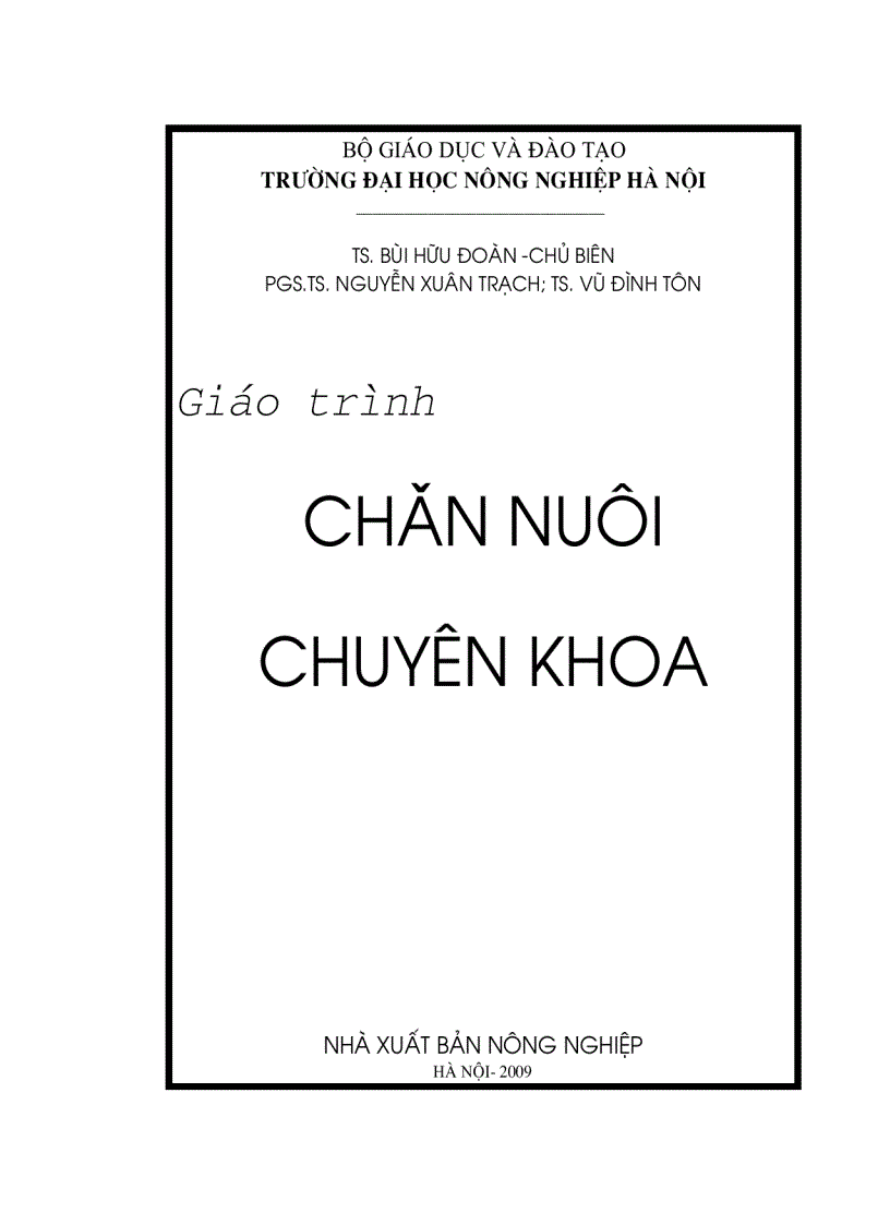 Giáo trình chăn nuôi chuyên khoa