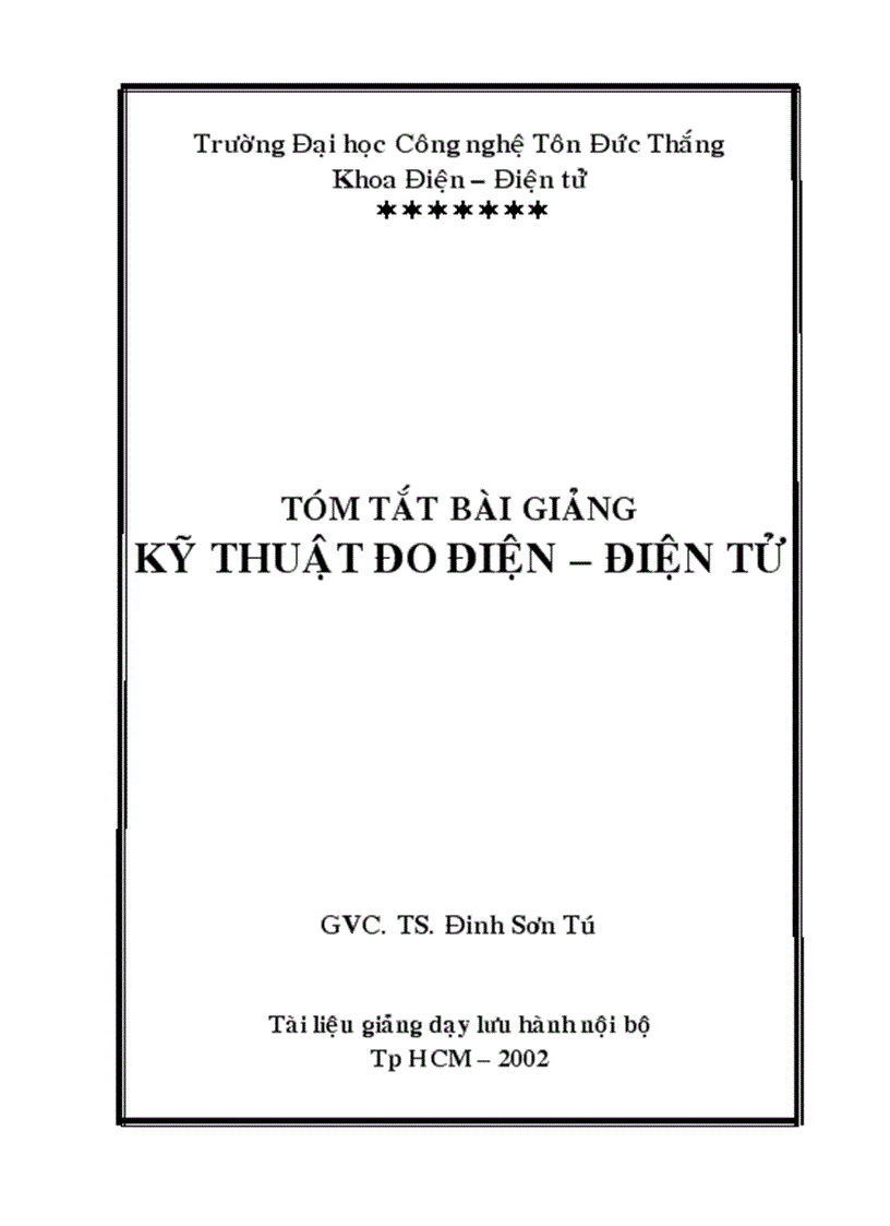 Bài giảng kỹ thuật đo điện điện tử