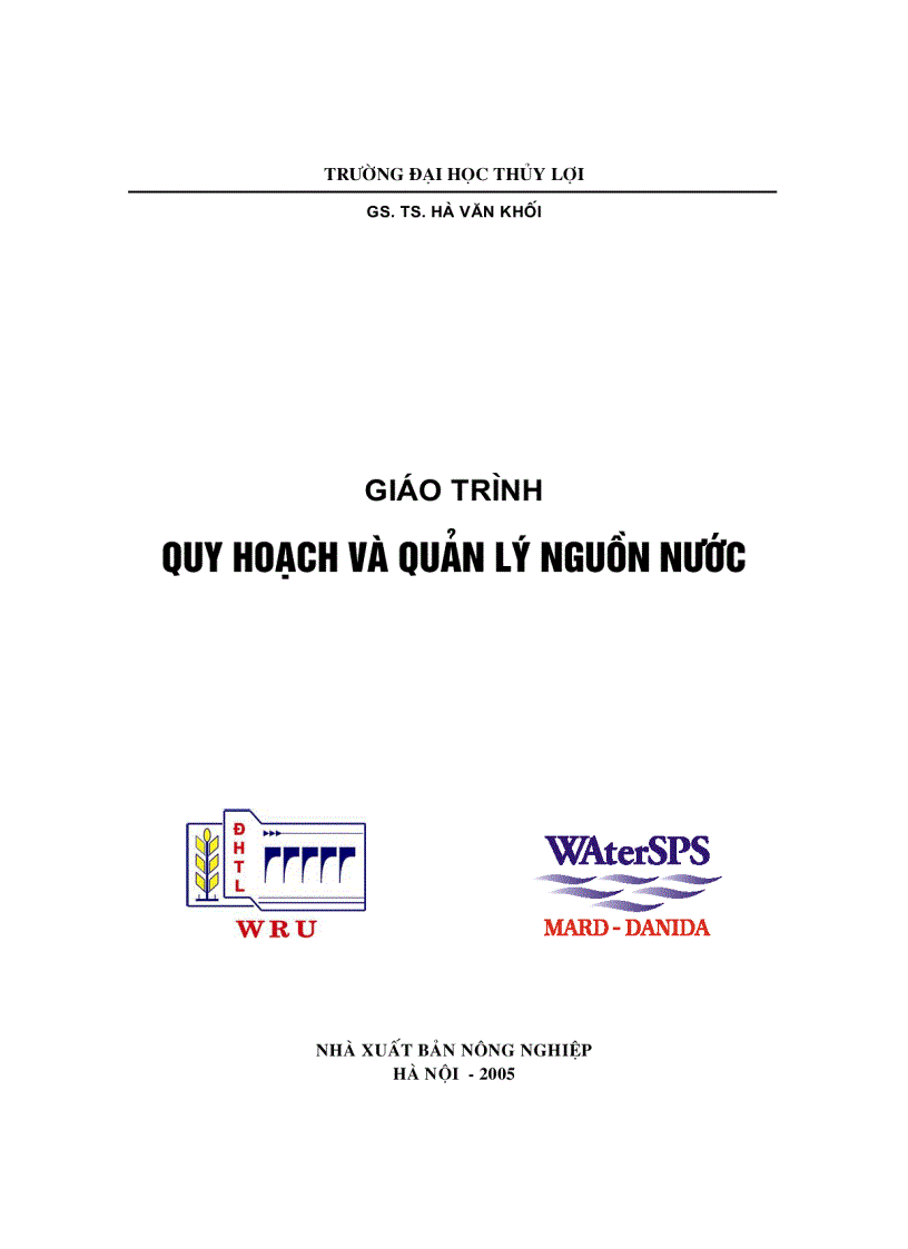 Giáo trình quy hoạch và quản lý nguông nước