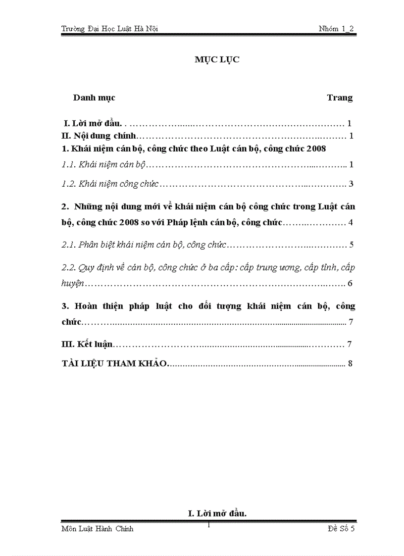 Khái niệm cán bộ công chức trong Luật cán bộ công chức 2008