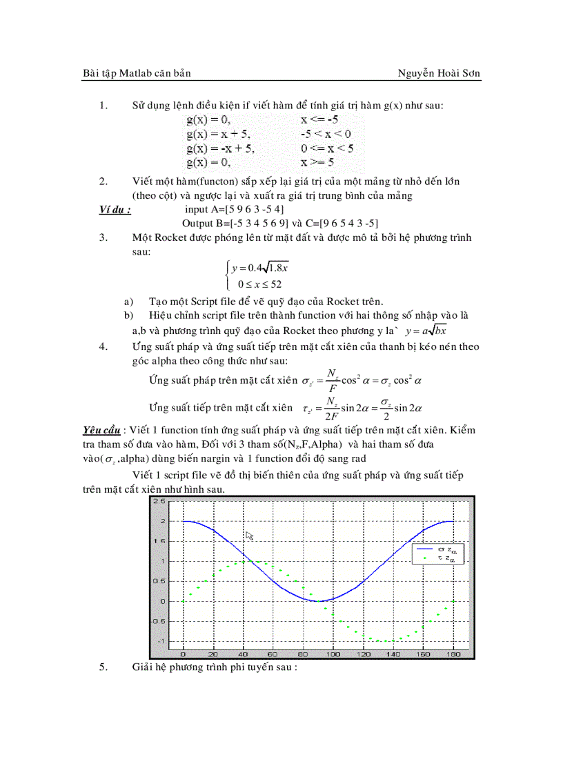 Tài liệu Matlab căn bản Nguyễn Hoài Sơn có bài tập