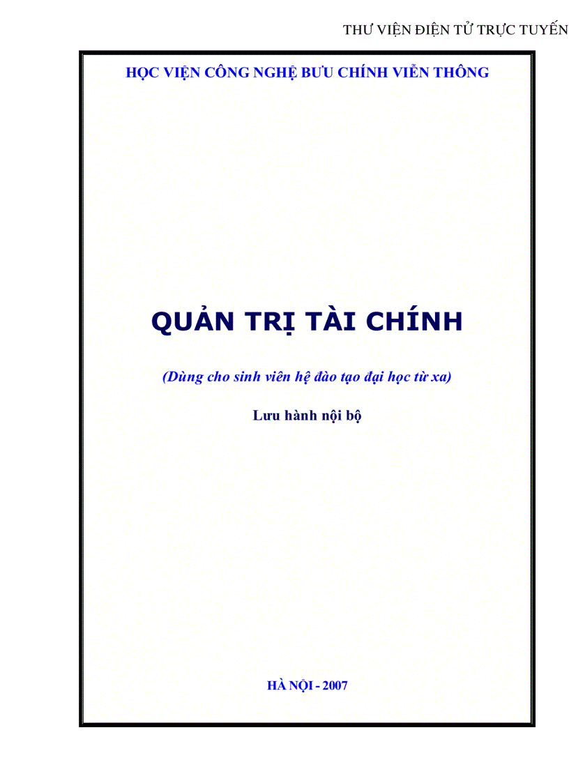 Giáo trình Quản Trị Tài Chính 1