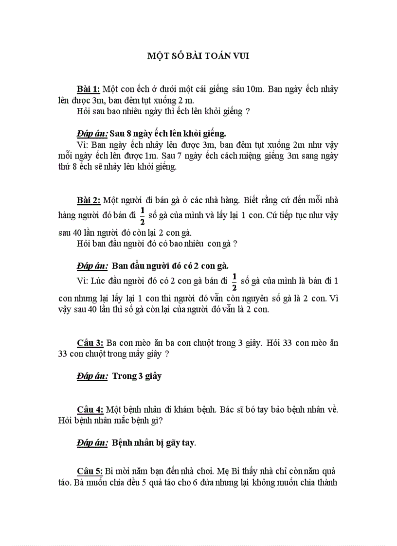 Các dạng toán rèn luyện trí thông minh