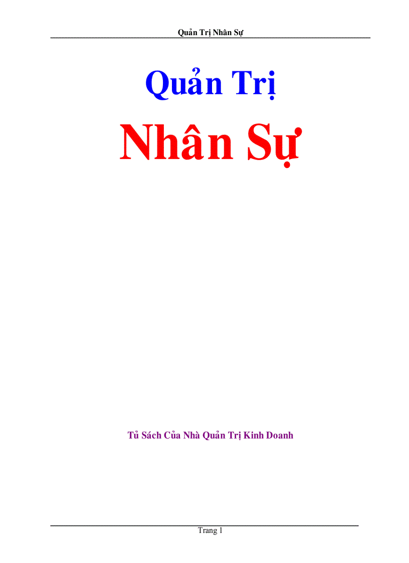 Quản trị nhân sự tủ sách của người quản trị kinh doanh