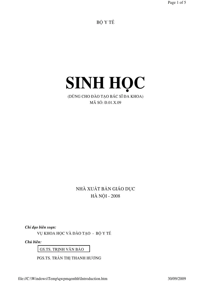 Sinh học phần 1