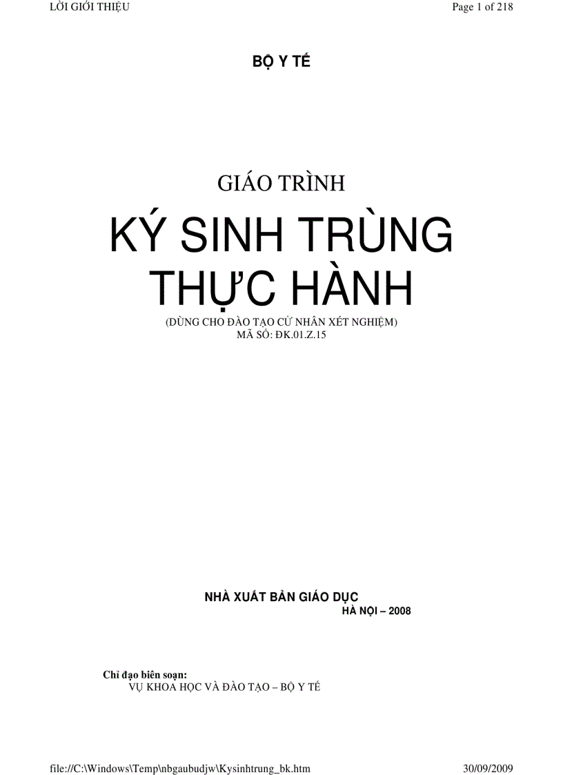 Ký sinh trùng thực hành