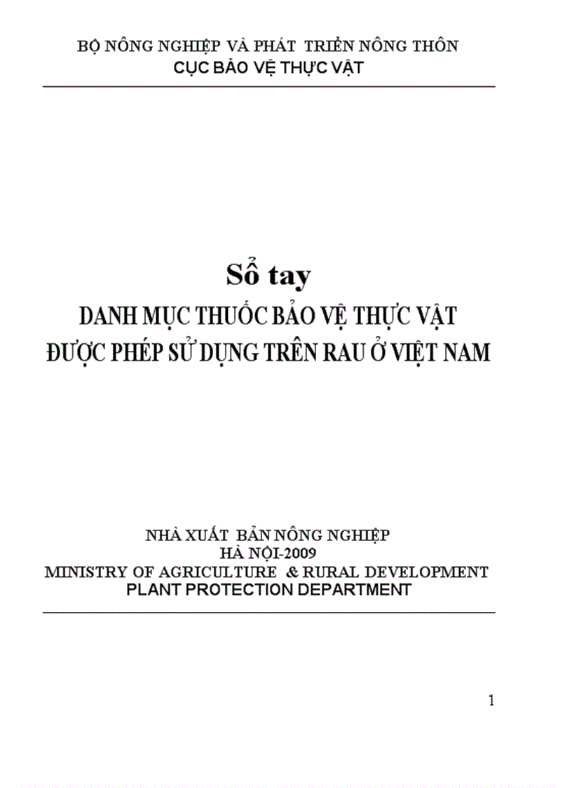 Danh mục thuốc bảo vệ thực vật trên rau 2009